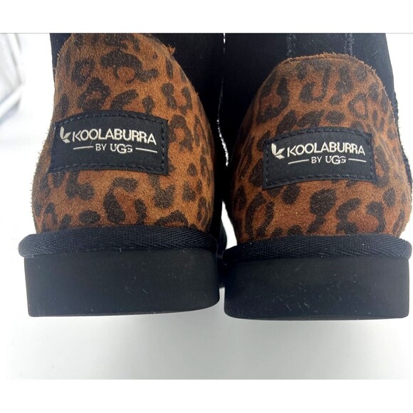UGG Kookaburra Koola Sz 7 Short Pull On Winter Boot Black Brown Ankle Bootie - Picture 9 of 12